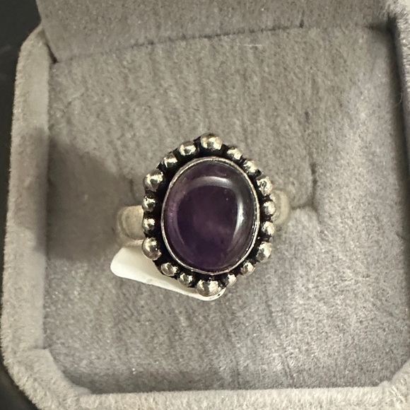 Jewelry - Sterling Silver Amethyst Oval Cocktail Ring - Purple Size 7.5